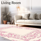 Delicate Pink Ornate Frame Rug