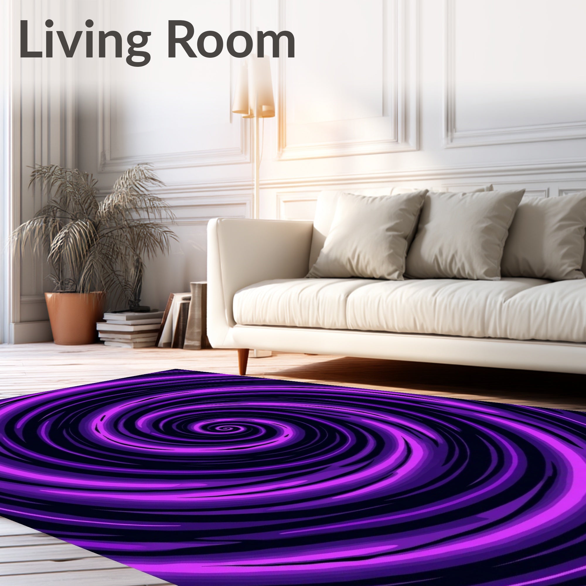 Vibrant Purple Swirl Vortex Rug