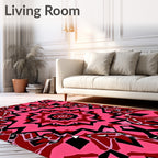 Gothic Pink Black Starburst Kaleidoscope Rug
