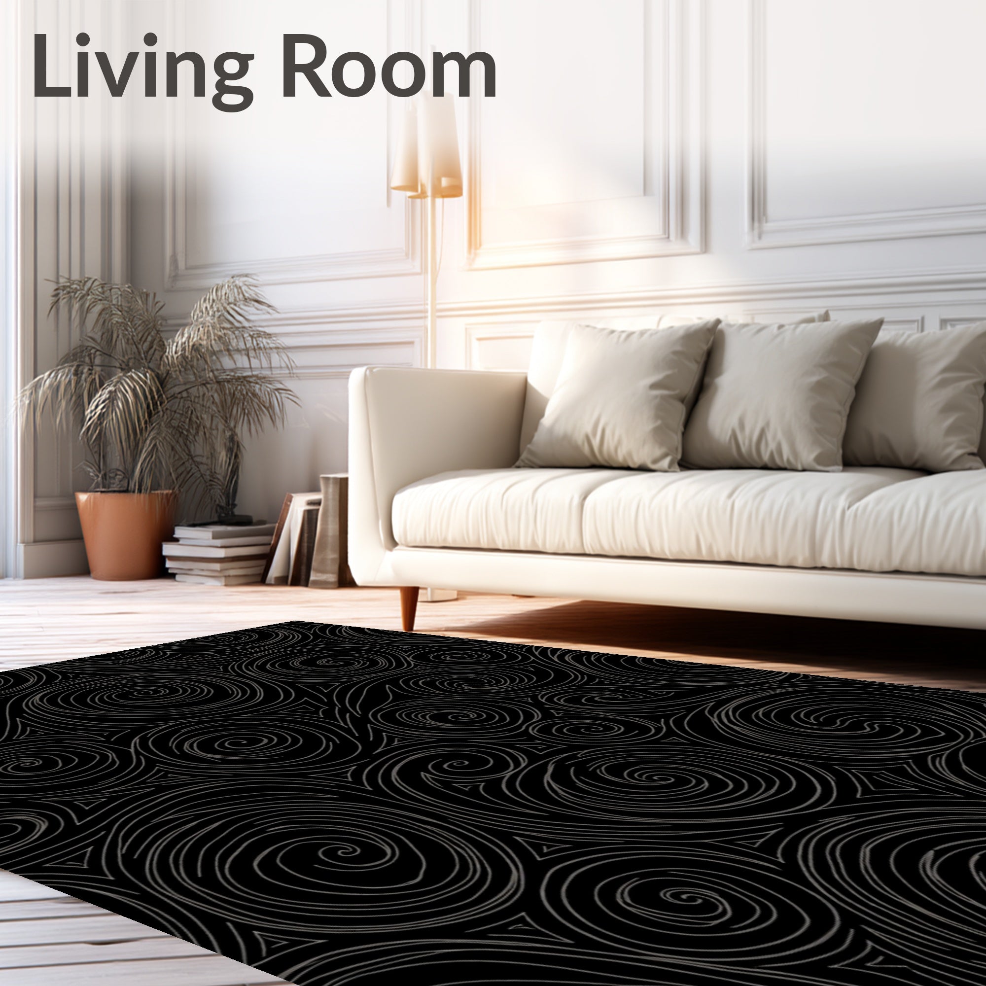 Black Swirling Galaxy Swirl Rug