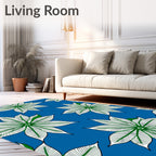 Vibrant Blue Green Petal Mandala Rug