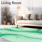 Emerald Green Vine Abstract Rays Rug