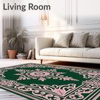 Emerald Pink Arabesque Medallion Rug