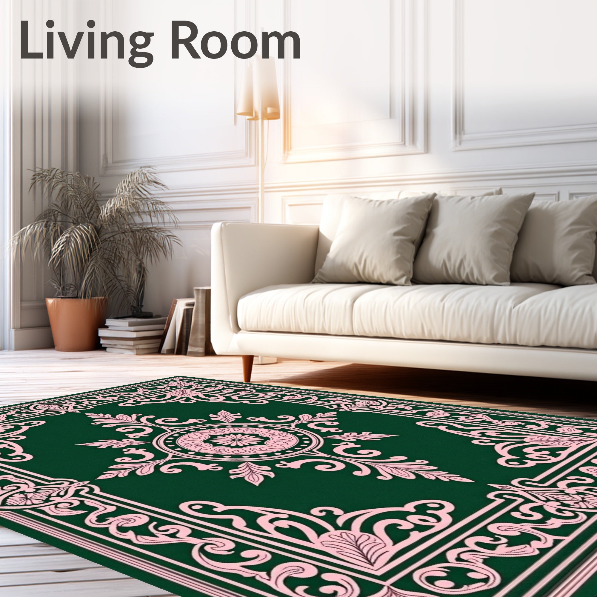 Emerald Pink Arabesque Medallion Rug