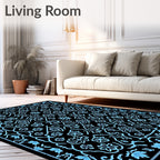 Sky Blue Floral Vine Medallion Rug