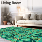 Art Nouveau Emerald Green Floral Tapestry Rug