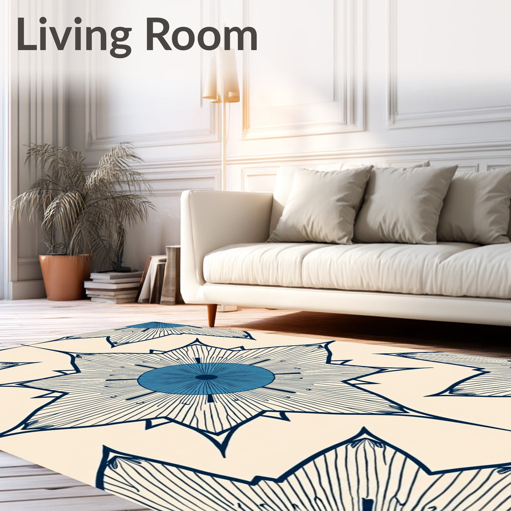 Navajo Blue Sunburst Star Rug