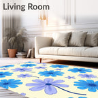 Retro Blue Lavender Daisy Meadow Rug