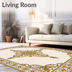 Ancient Gold Floral Medallion Border Rug