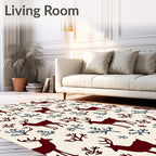 Deep Red Deer Woodland Sprig Rug