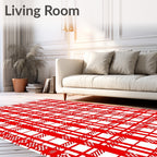 Classic Red White Gingham Plaid Rug