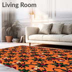 Tropical Orange Scarlet Floral Botanical Rug