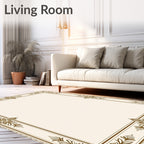 Elegant Gold Floral Scroll Border Rug