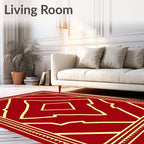 Crimson Yellow Geometric Diamond Frame Rug