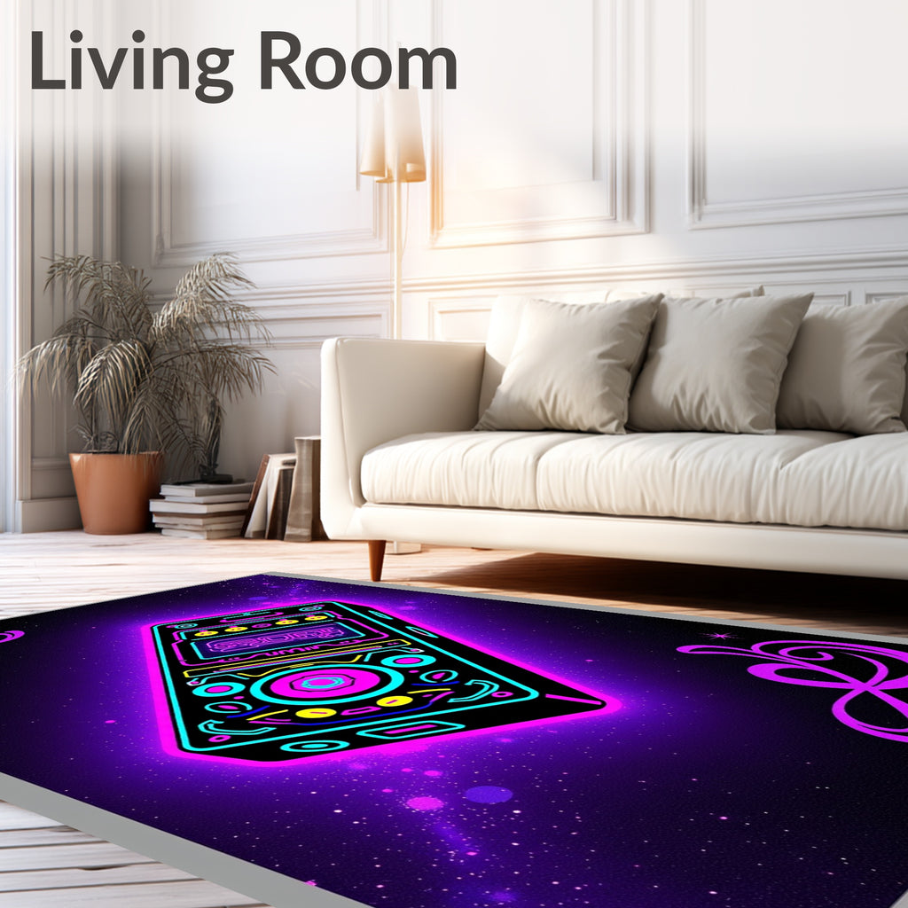 Cyberpunk Neon Retro Player Galactic Rug