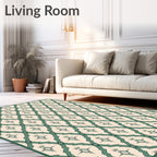 Retro Teal Lattice Starburst Rug