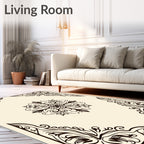 Cream Scrolled Floral Corner Medallion Rug
