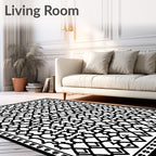 Abstract Black Geometric Lattice Rug