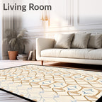 Neutral Beige And Blue Vertical Stripe Rug