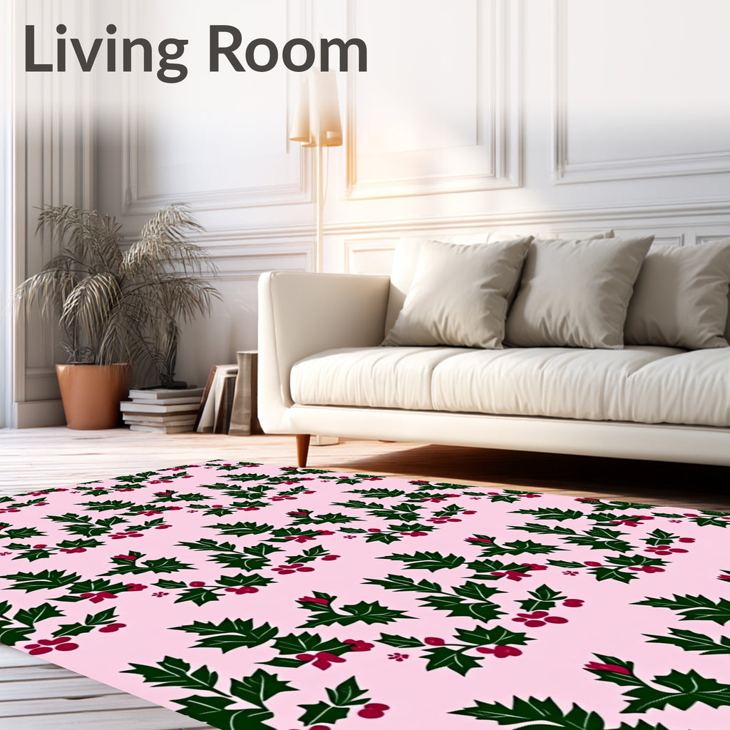 Festive Holly Berry Garland Rug
