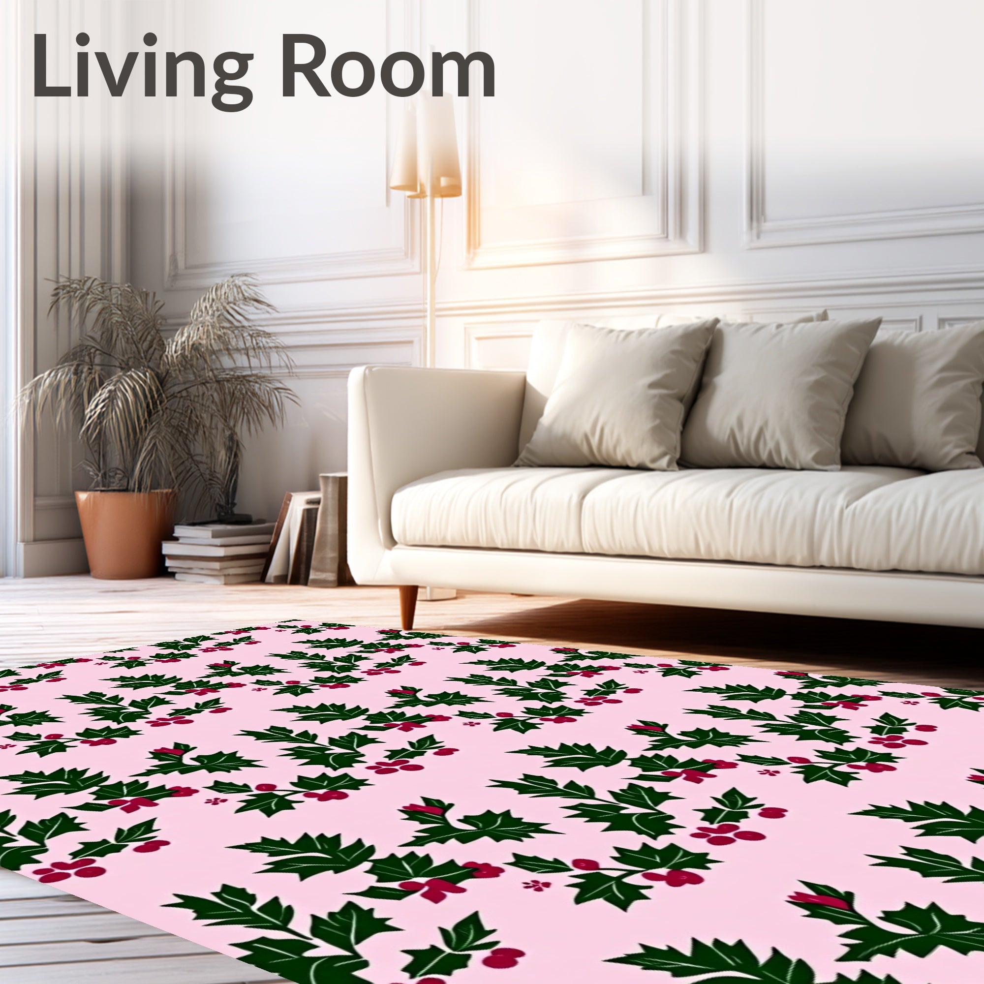 Festive Holly Berry Garland Rug