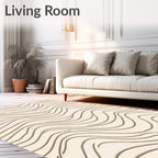 Cream Modern Wavy Lines Rug