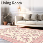 Pale Pink Vintage Floral Crest Rug
