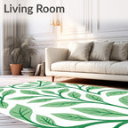 Lush Green Vine Leaf Pattern Rug