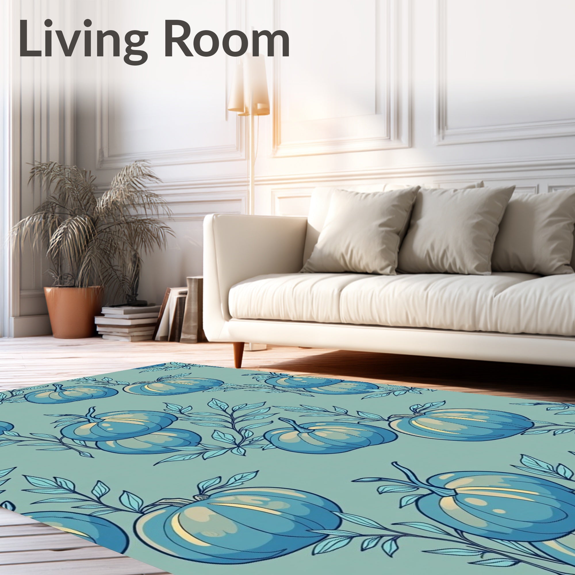 Serene Blue Pumpkin Vine Repeat Rug