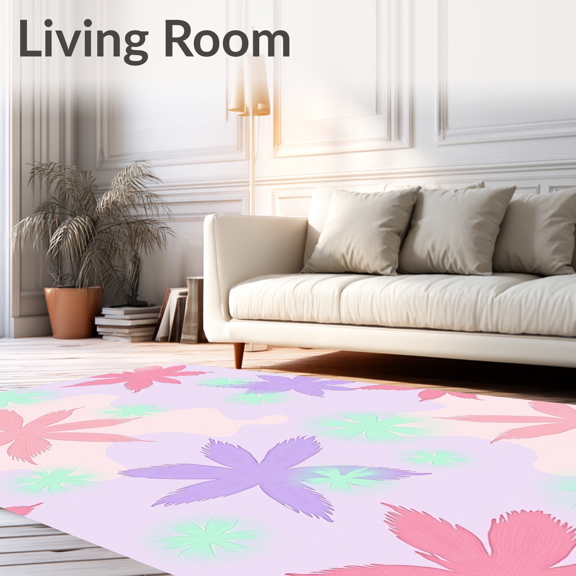 Soft Pastel Floral Scatter Rug