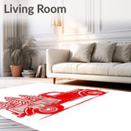 Vintage Red Truck Pine Tree Scene Rug