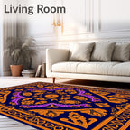 Grand Navy Orange Purple Floral Rug