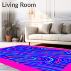 Vibrant Blue Pink Swirl Abstract Rug