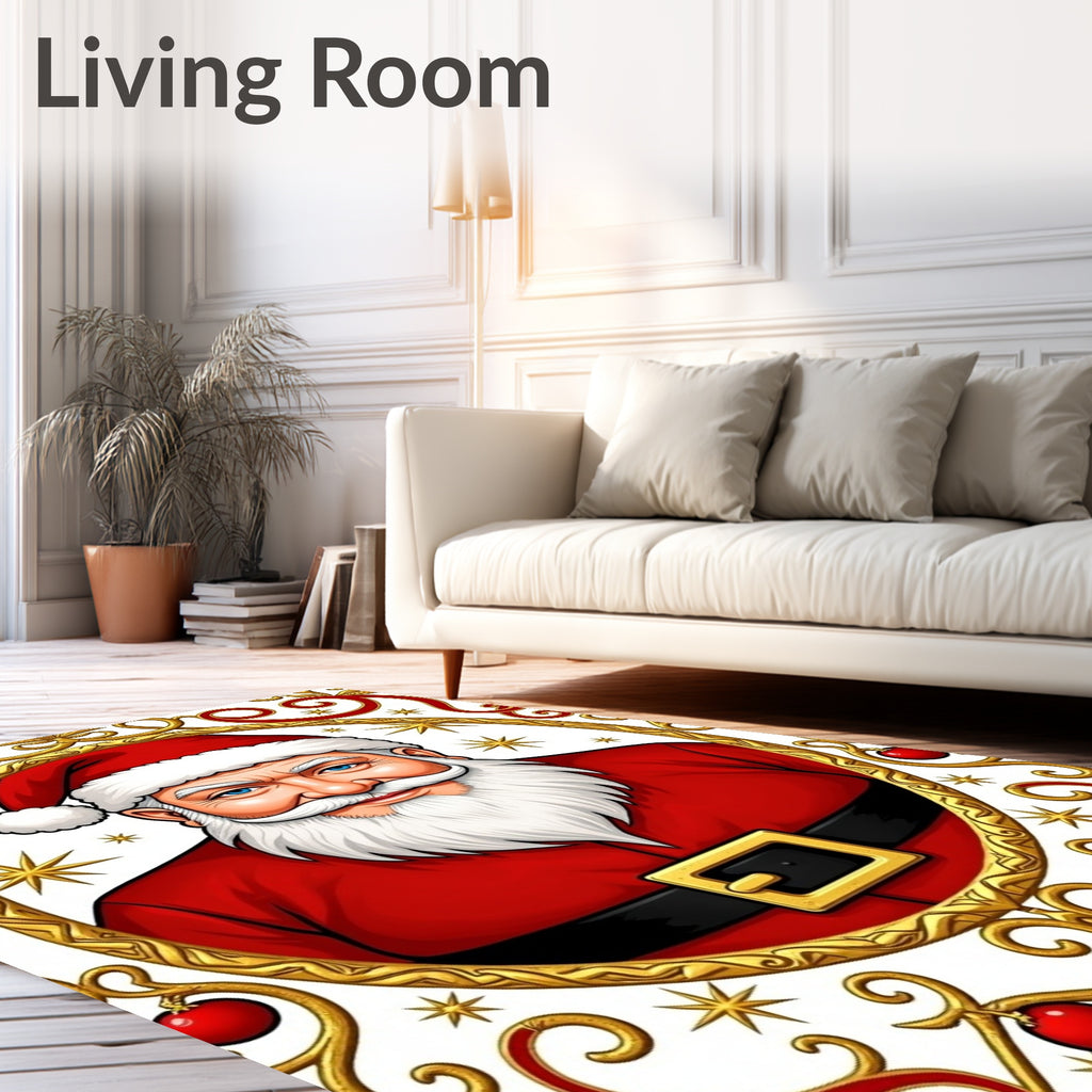 Vintage Santa Claus Red Orb Emblem Rug