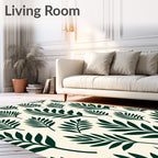 Dark Green Leafyclad Botanical Scene Rug