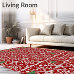 Elegant Red White Scrollwork Festive Gift Rug
