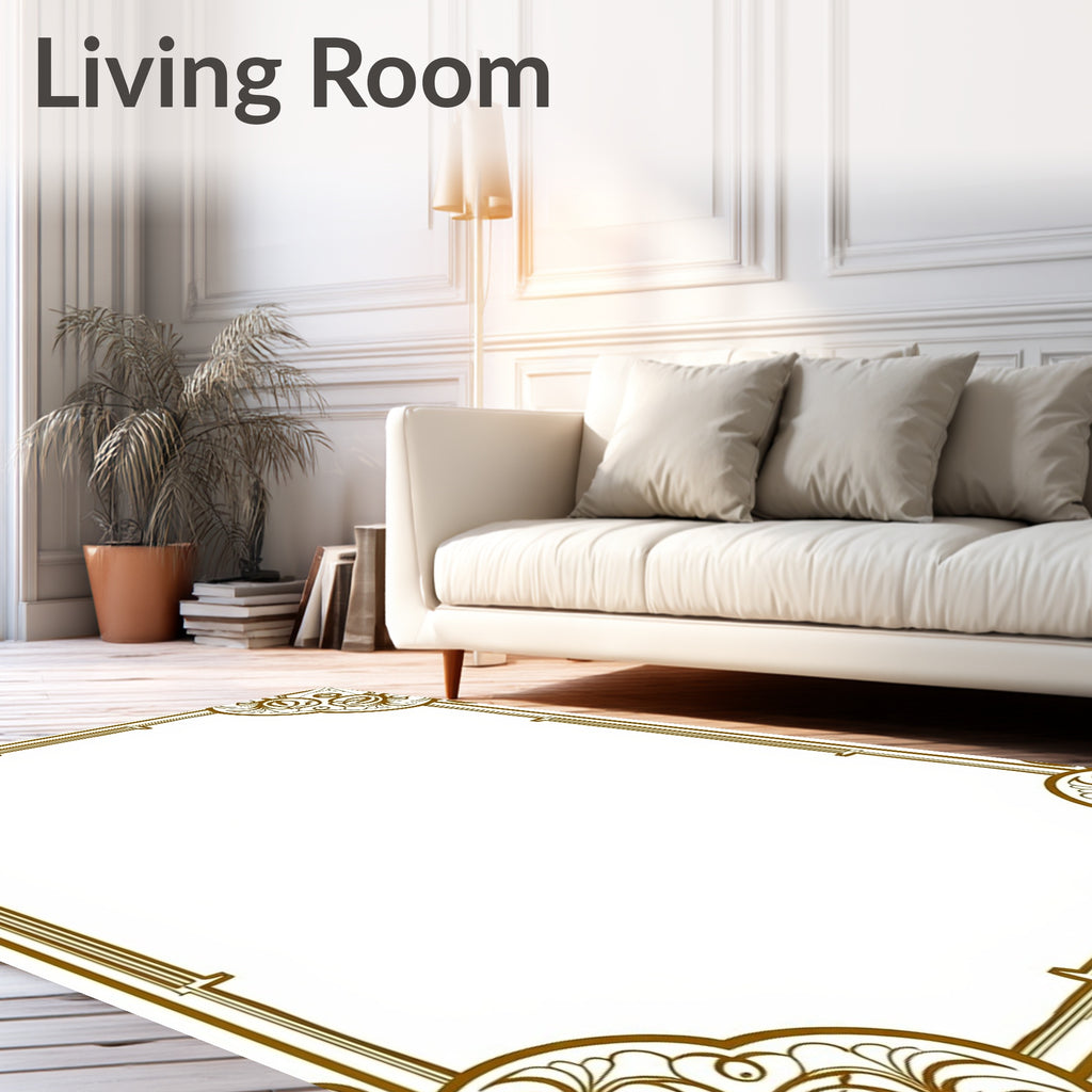 Golden Brown Art Nouveau Scroll Work Rug