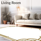 Golden Brown Art Nouveau Scroll Work Rug