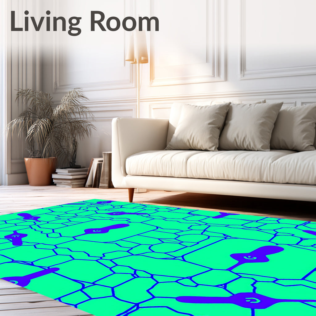 Vivid Cyan Purple Abstract Geometric Rug