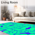 Vivid Cyan Purple Abstract Geometric Rug