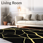 Gold Vein Black Organic Network Rug