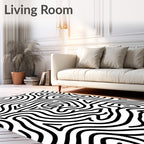 Bold Black Abstract Contour Rug