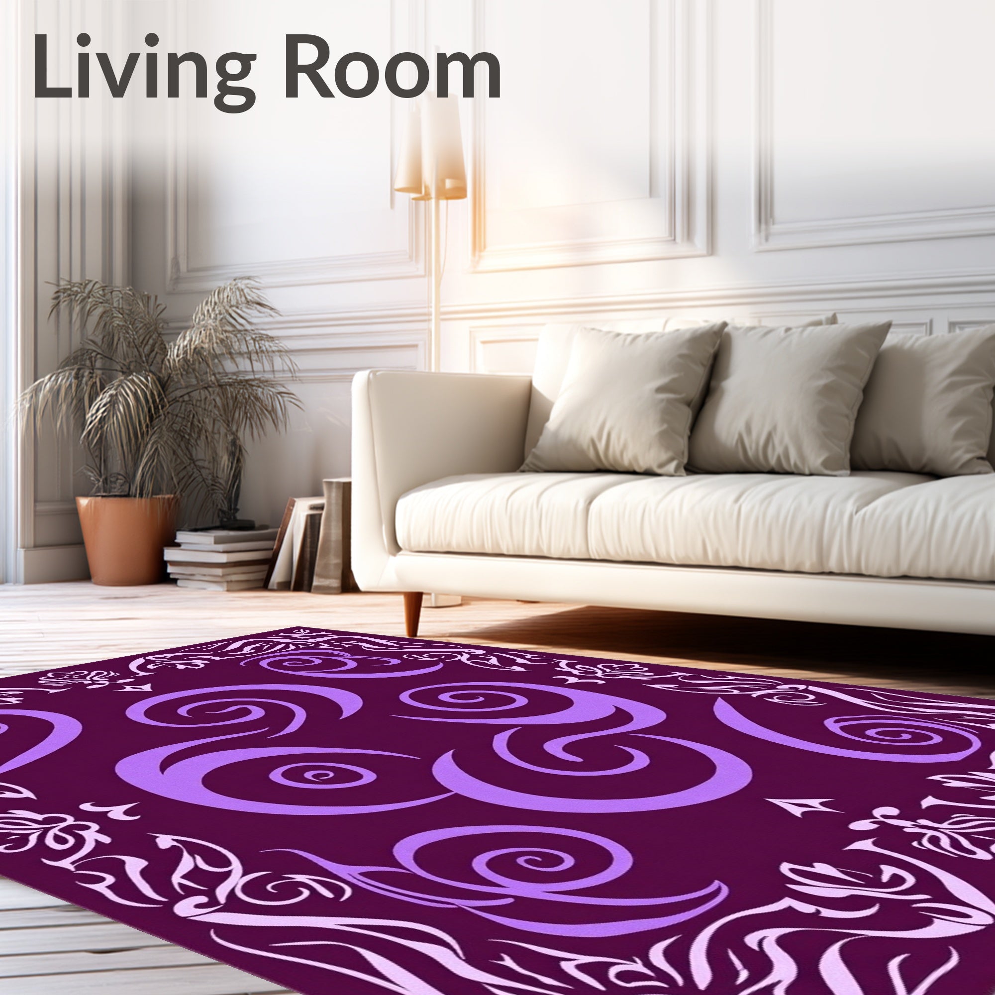Plum Swirl Floral Accent Rug