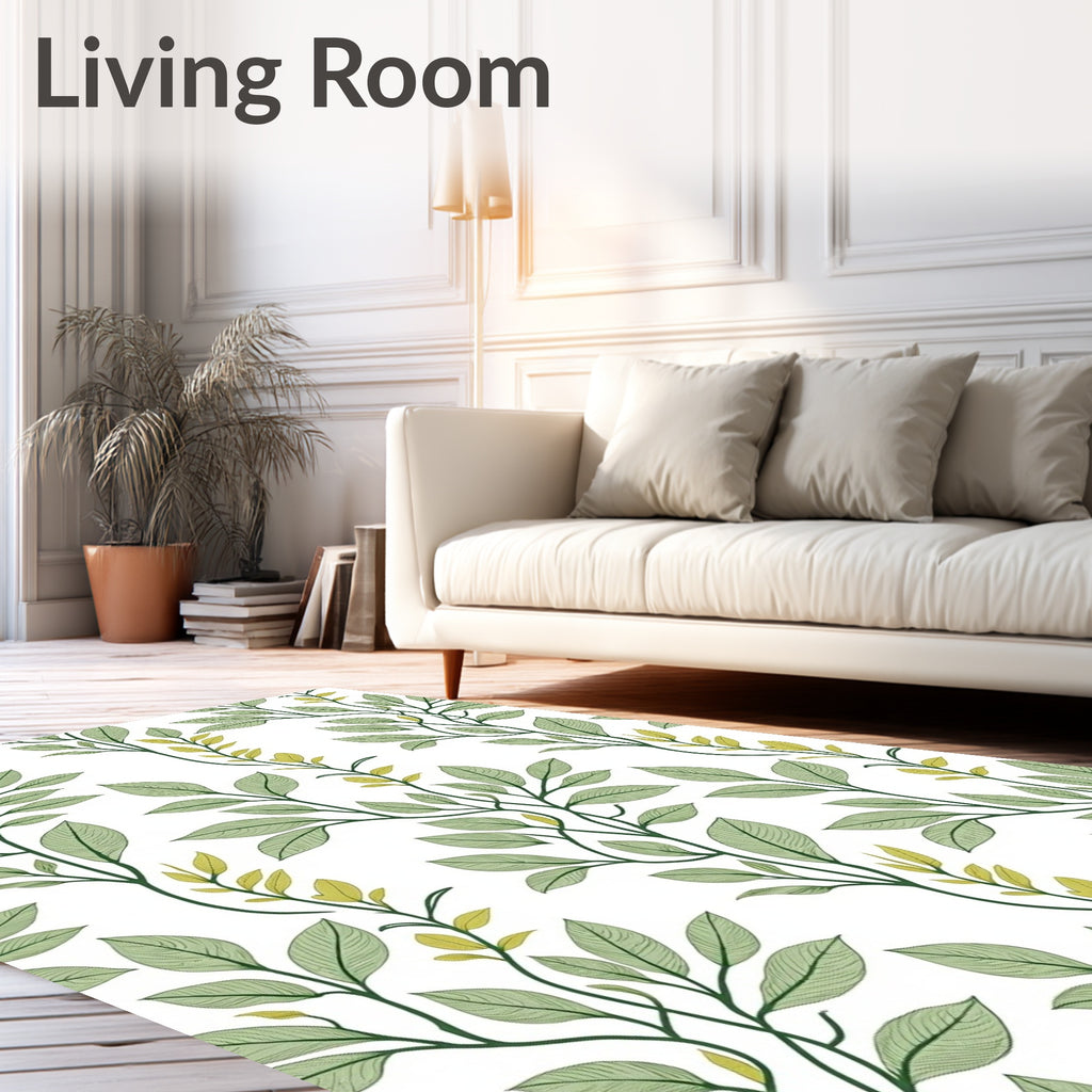 Green Leafy Botanical Vine Repeats Rug