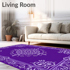 Vibrant Purple Mandala Floral Frame Rug