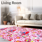 Whimsical Pink Abstract Mountain Landscape Rug