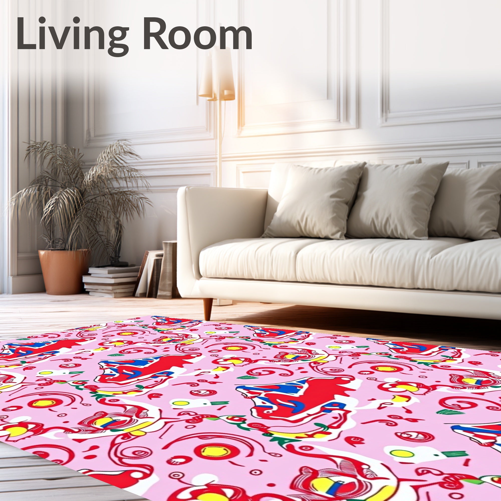 Whimsical Pink Abstract Mountain Landscape Rug