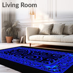 Electric Blue Ornate Scrollwork Rug