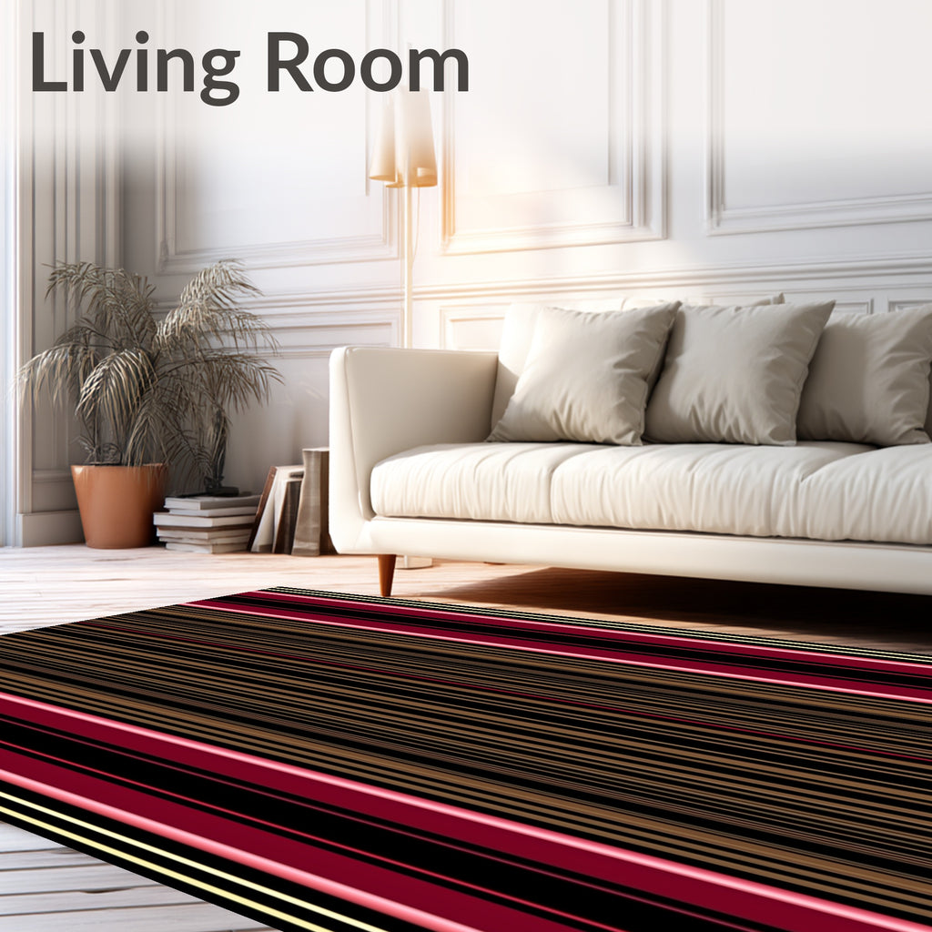 Bold Red Gold Black Stripe Rug