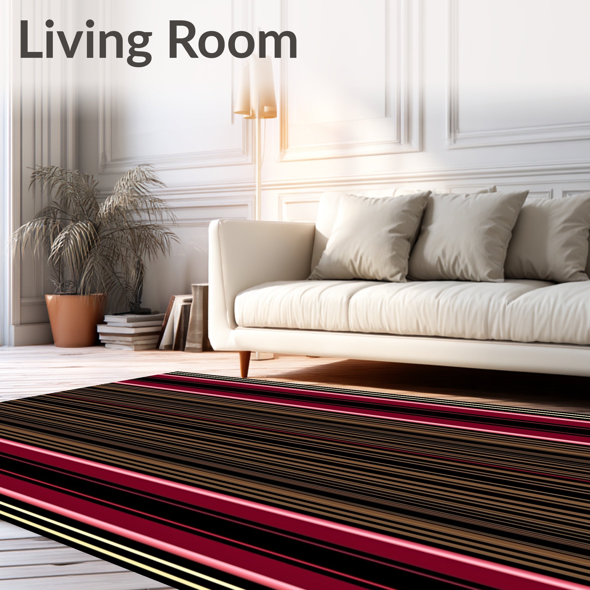 Bold Red Gold Black Stripe Rug